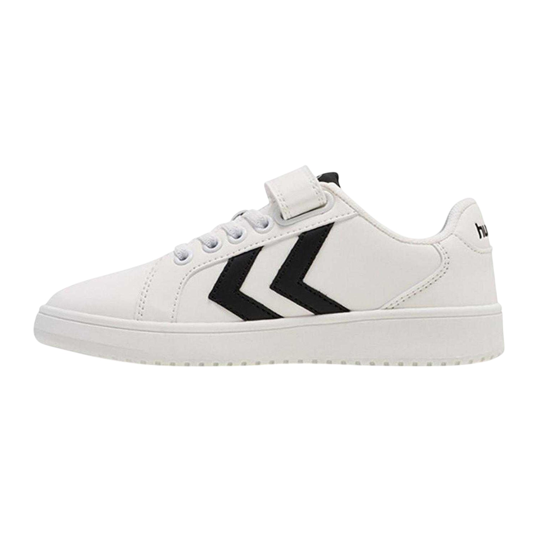 White-Black - Side - Hummel Childrens-Kids PU Court Trainers