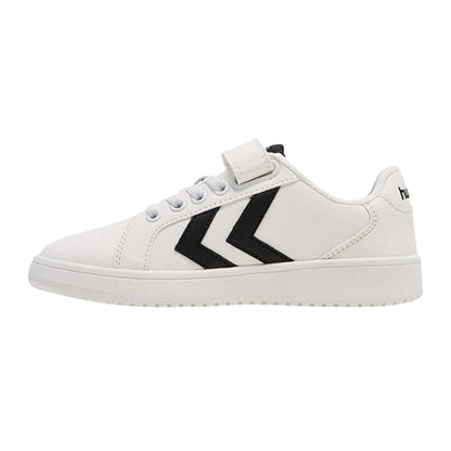 White-Black - Side - Hummel Childrens-Kids PU Court Trainers