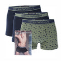 Dark Blue-Green - Front - Emporio Armani Mens Core Logo Boxer Shorts (Pack of 3)