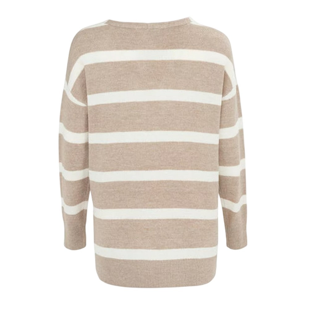 Brown - Back - Miso Womens-Ladies Striped Loose Long-Sleeved Sweater Dress
