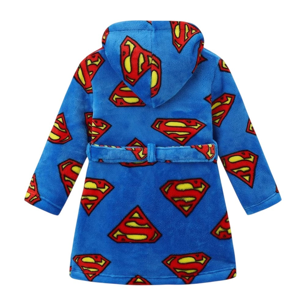 Blue-Red - Back - Superman Childrens-Kids Dressing Gown