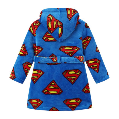 Blue-Red - Back - Superman Childrens-Kids Dressing Gown
