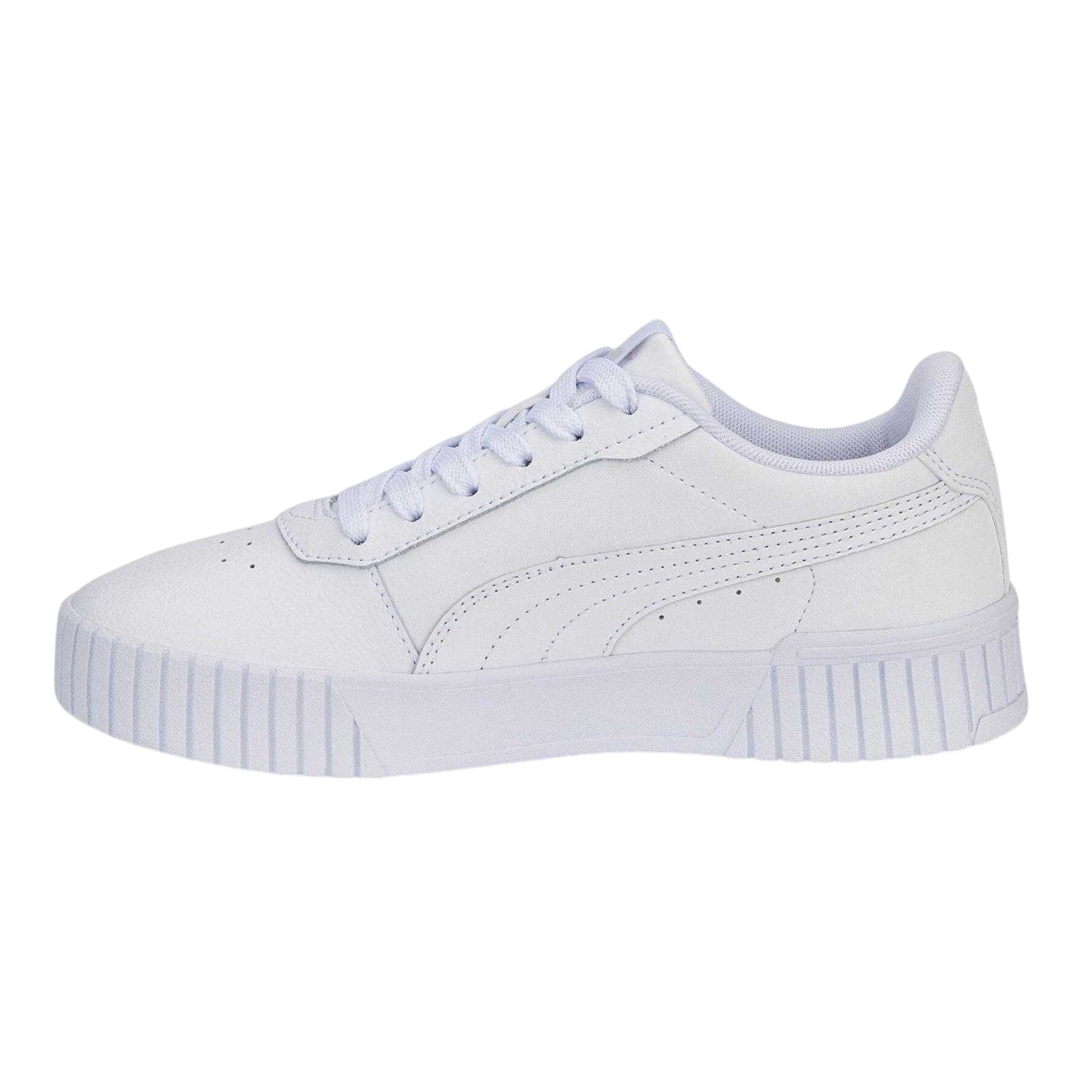 White-Silver - Side - Puma Childrens-Kids Carina 2.0 Low Trainers