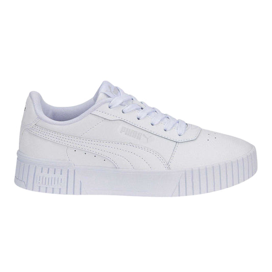 White-Silver - Front - Puma Childrens-Kids Carina 2.0 Low Trainers