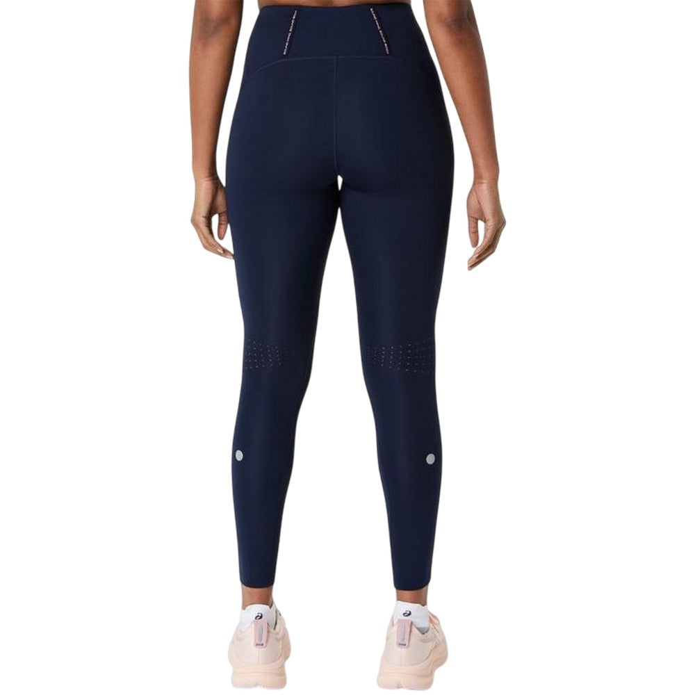 Midnight - Back - Asics Womens-Ladies Road High Waist Fitted Running Tights