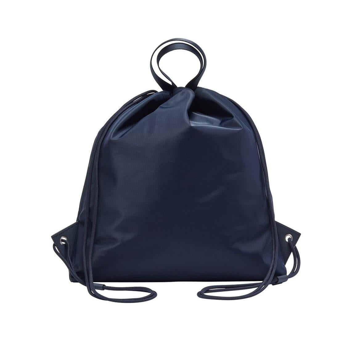 Navy - Back - Hugo Boss Leather Drawstring Bag