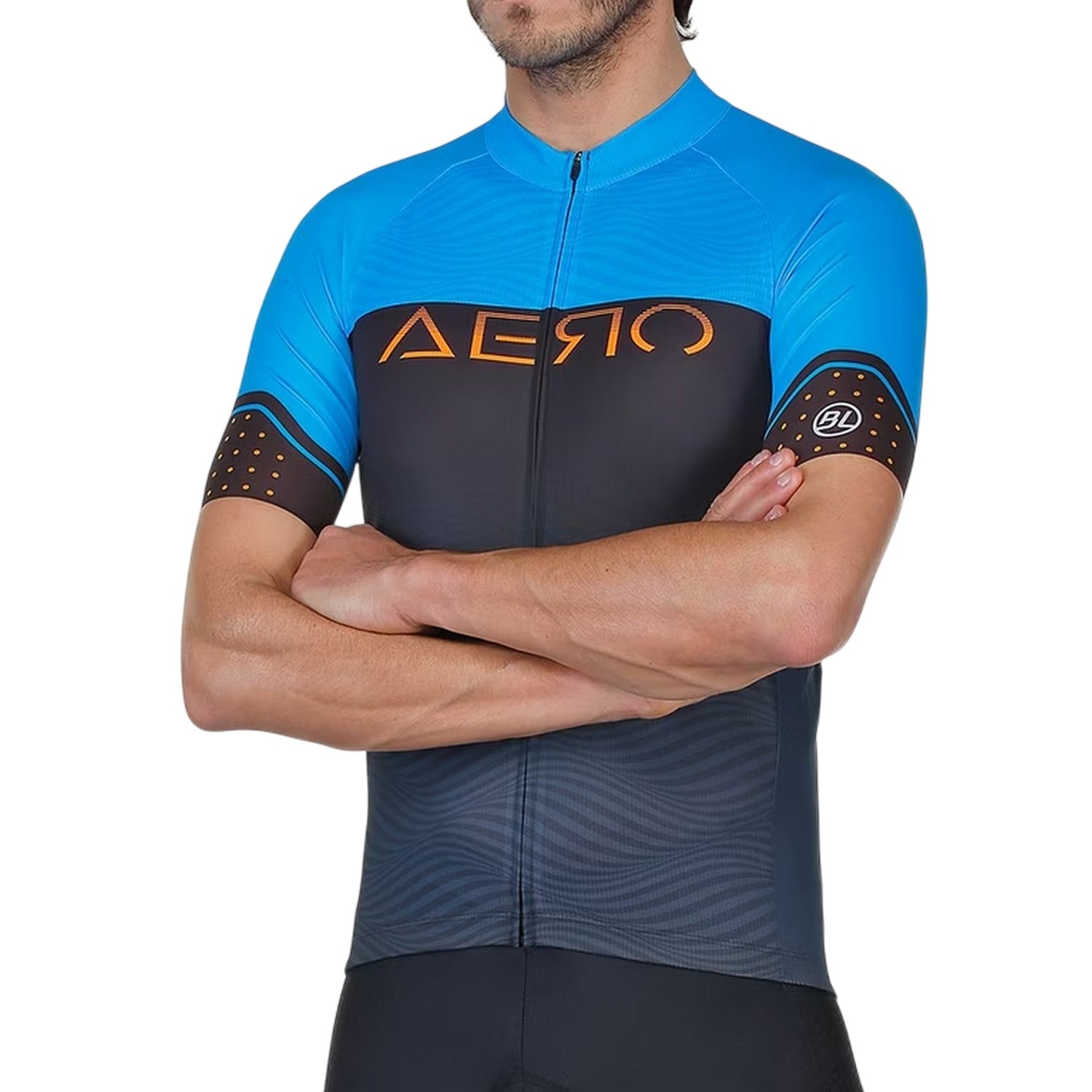 Fluorescent Blue - Side - Bicycle Line Mens Quarter Zip Jersey