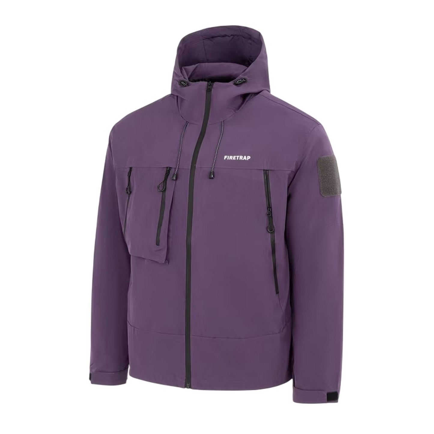 Purple - Side - Firetrap Mens Windproof Hooded Windbreaker