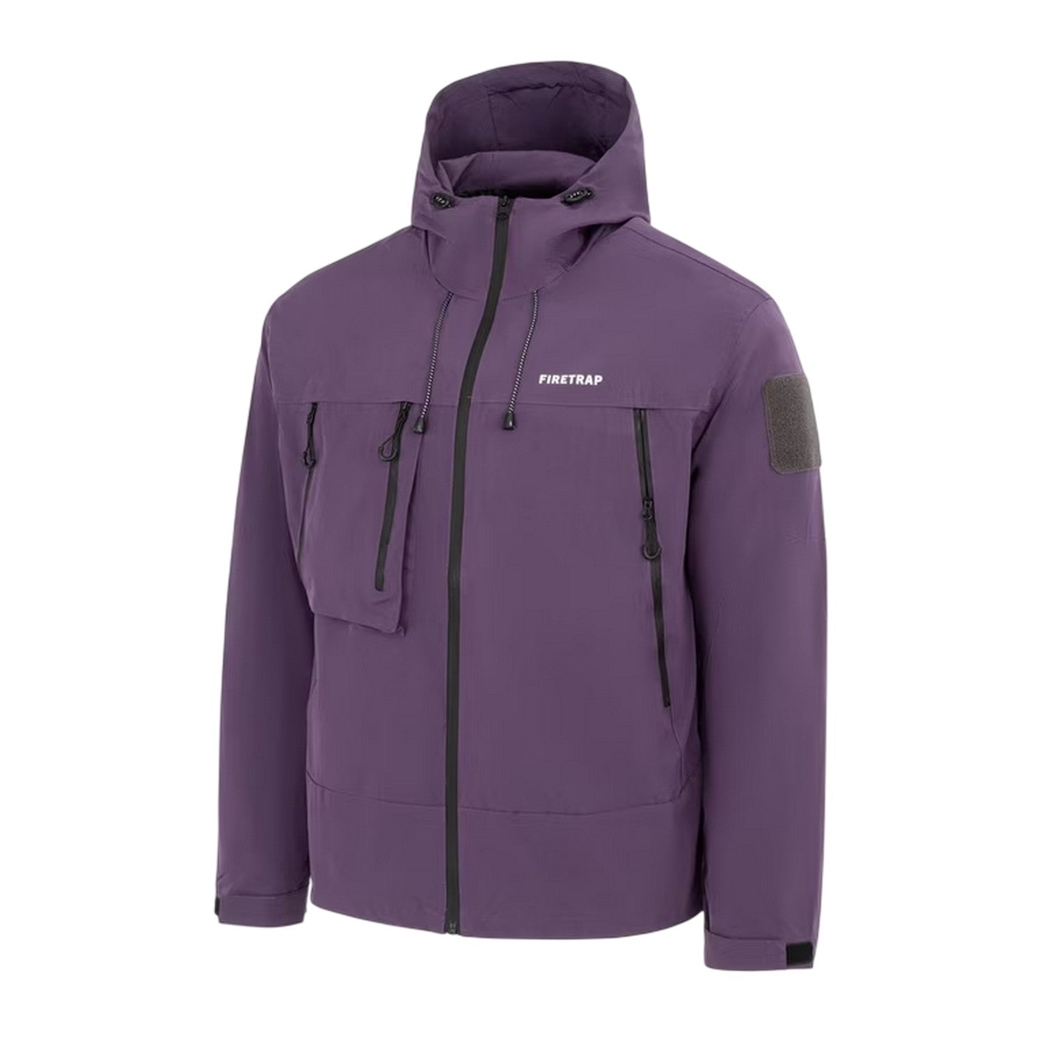 Purple - Side - Firetrap Mens Windproof Hooded Windbreaker