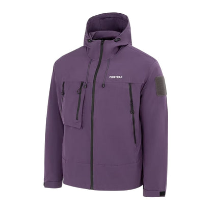 Purple - Side - Firetrap Mens Windproof Hooded Windbreaker