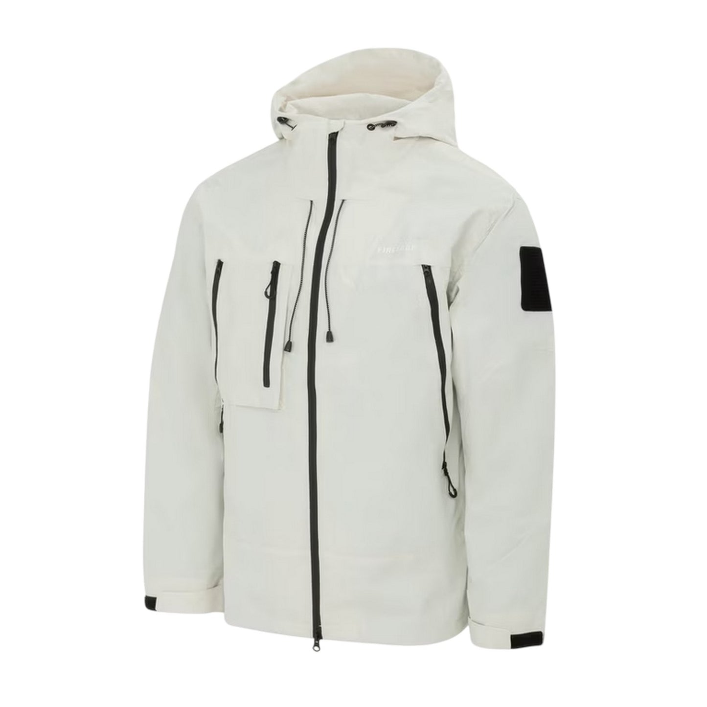 White - Side - Firetrap Mens Windproof Hooded Windbreaker