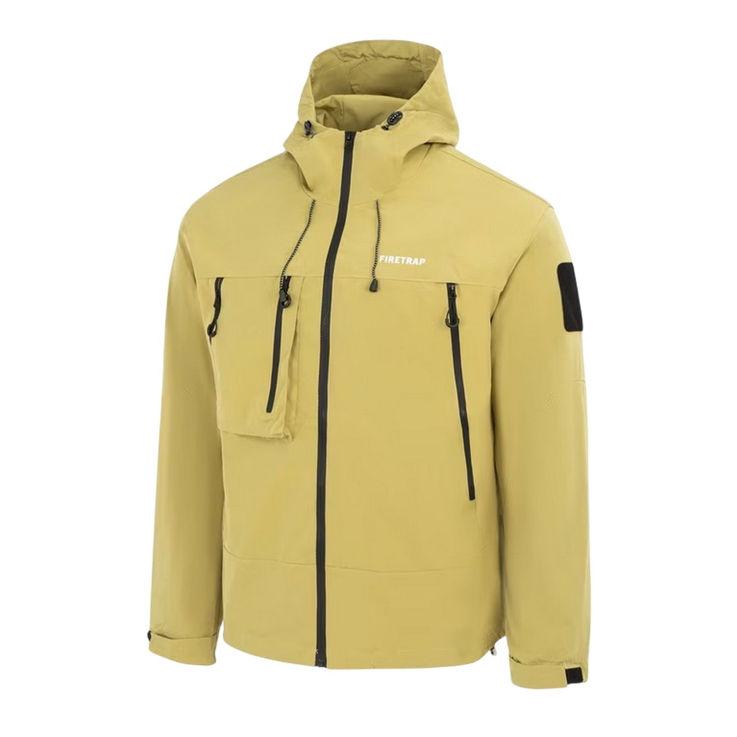 Yellow - Side - Firetrap Mens Windproof Hooded Windbreaker