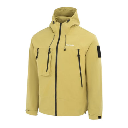 Yellow - Side - Firetrap Mens Windproof Hooded Windbreaker