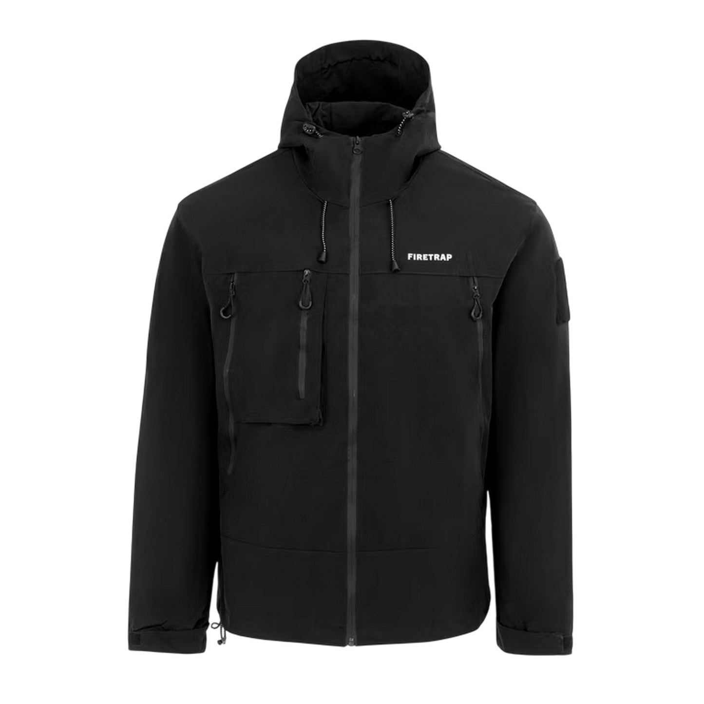 Black - Front - Firetrap Mens Windproof Hooded Windbreaker