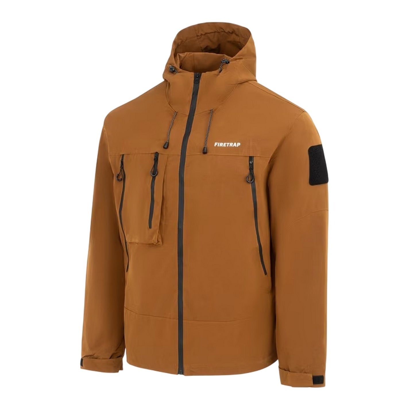 Brown - Side - Firetrap Mens Windproof Hooded Windbreaker