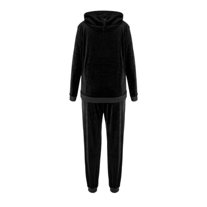 Black - Back - Miso Womens-Ladies Velour Tracksuit Set