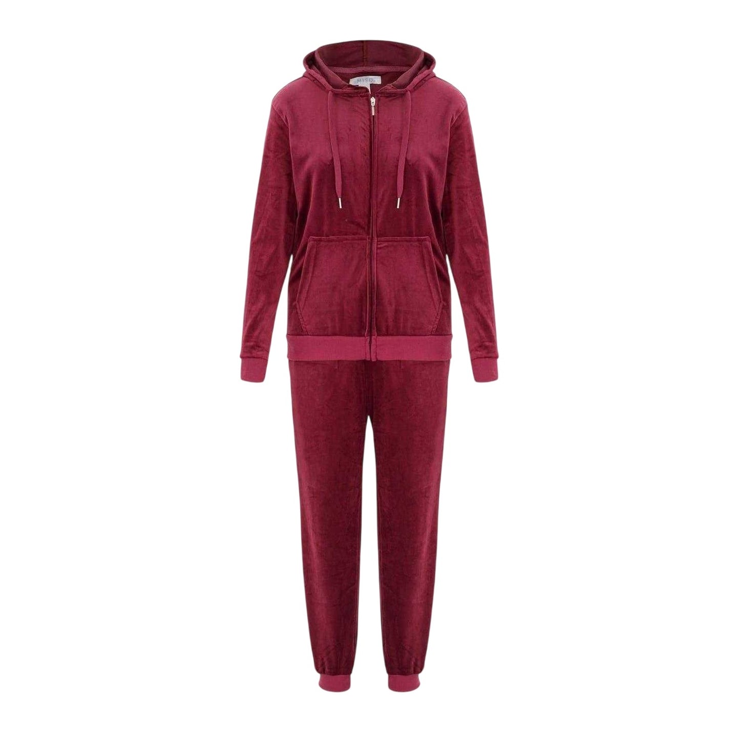 Fuchsia - Front - Miso Womens-Ladies Velour Tracksuit Set