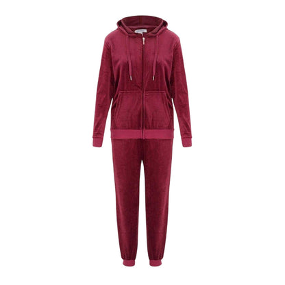 Fuchsia - Front - Miso Womens-Ladies Velour Tracksuit Set