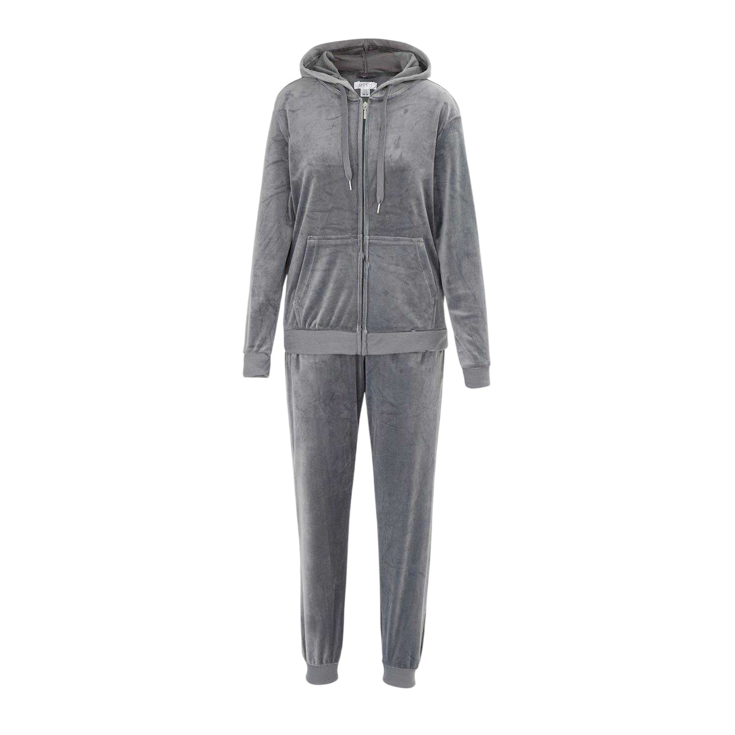 Grey - Front - Miso Womens-Ladies Velour Tracksuit Set