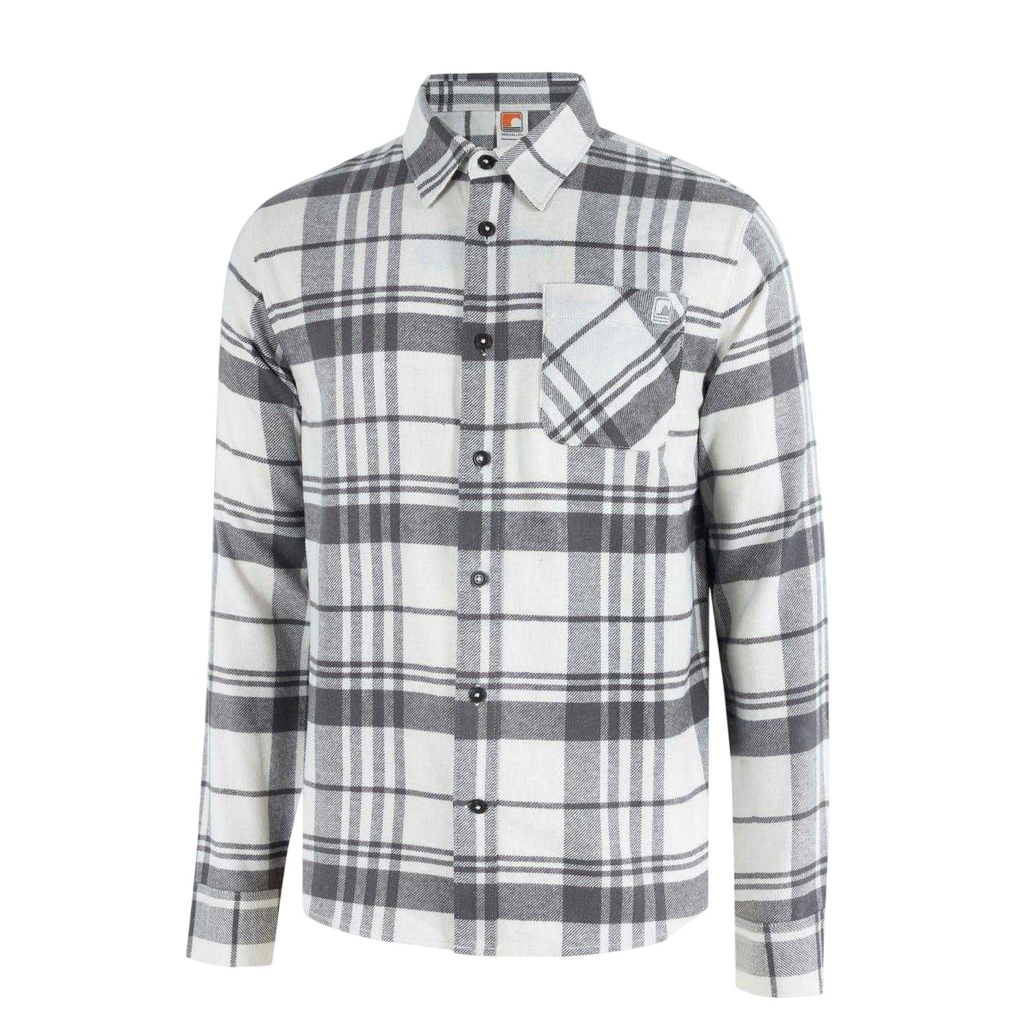 White-Grey - Side - SoulCal Mens Checked Long-Sleeved Shirt