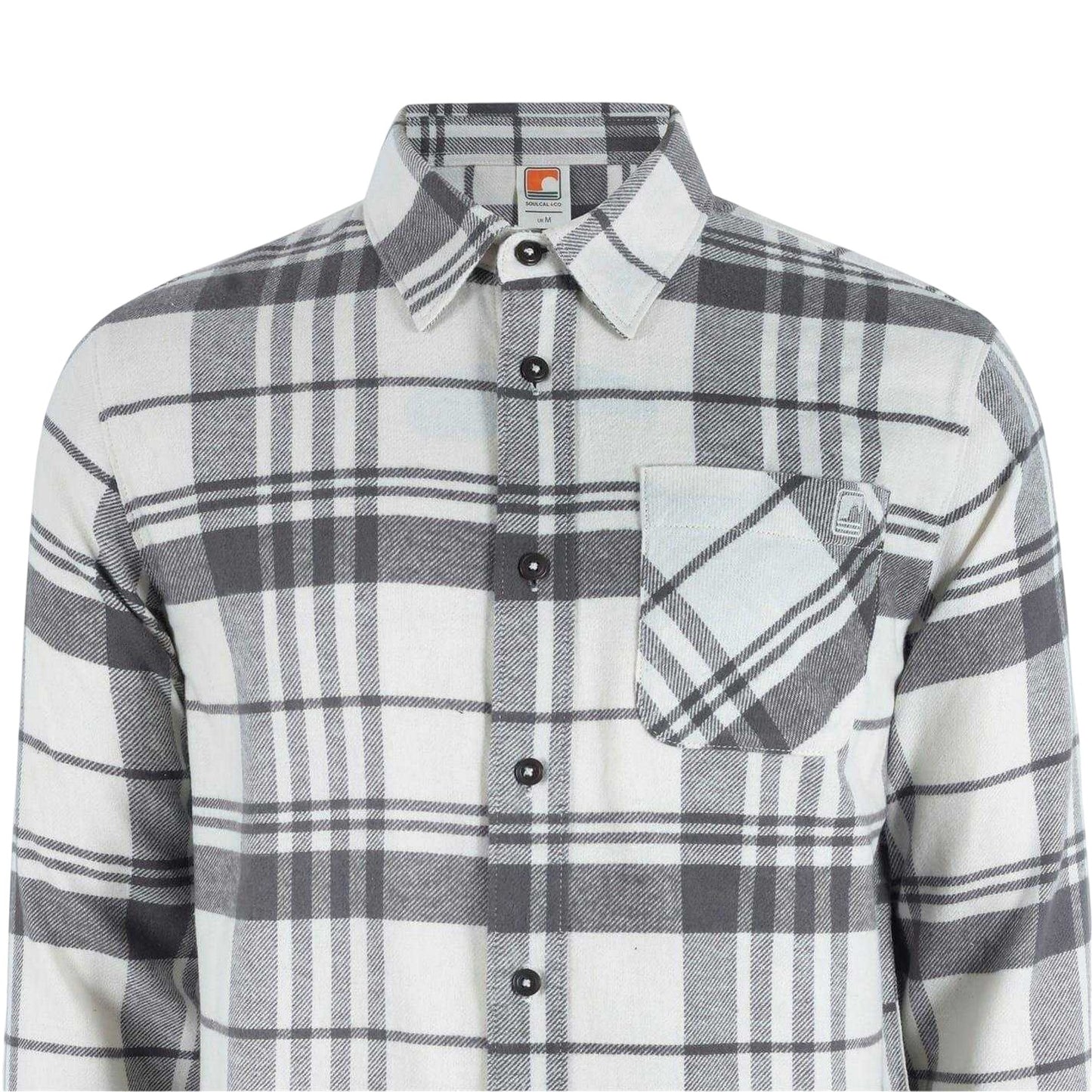 White-Grey - Lifestyle - SoulCal Mens Checked Long-Sleeved Shirt
