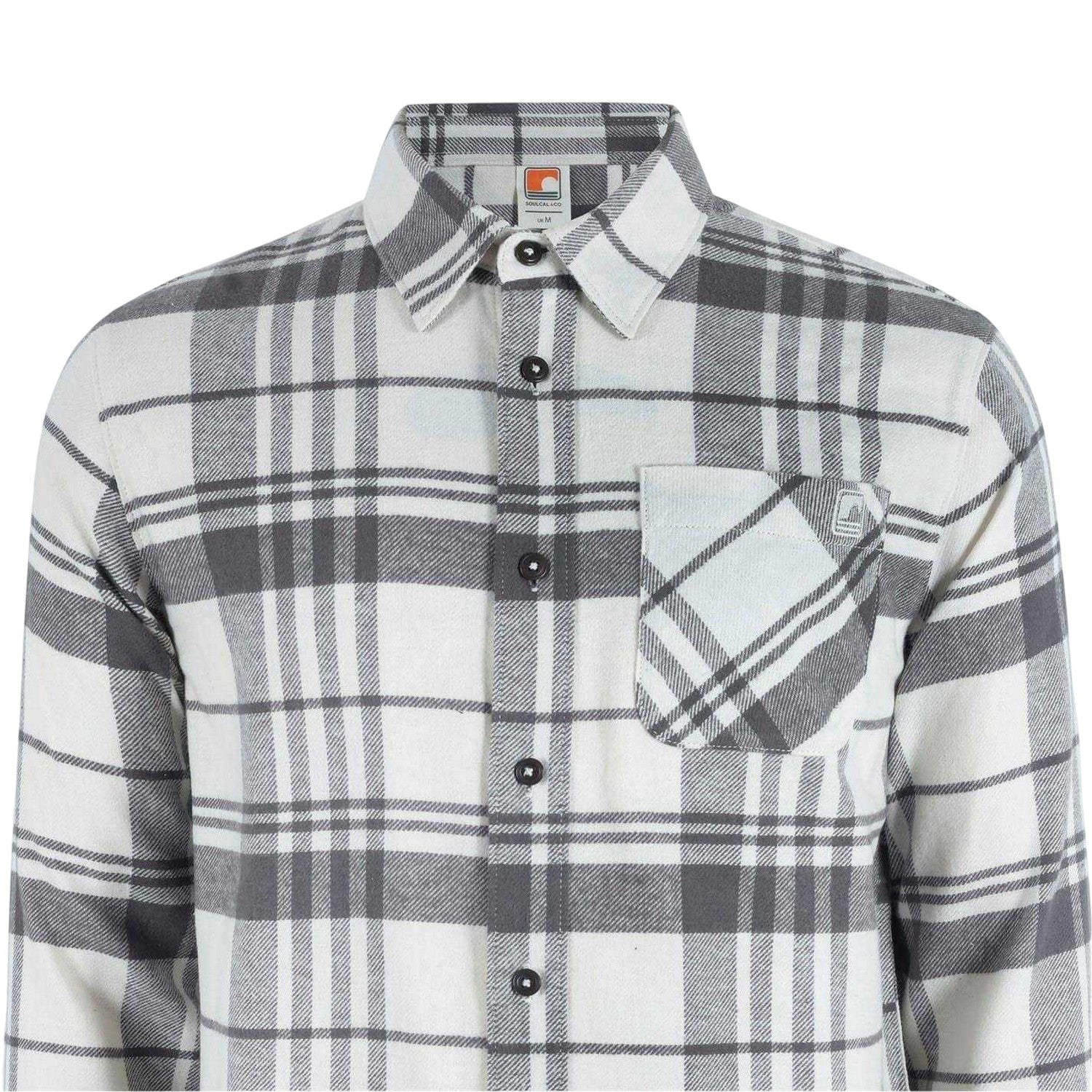 White-Grey - Lifestyle - SoulCal Mens Checked Long-Sleeved Shirt