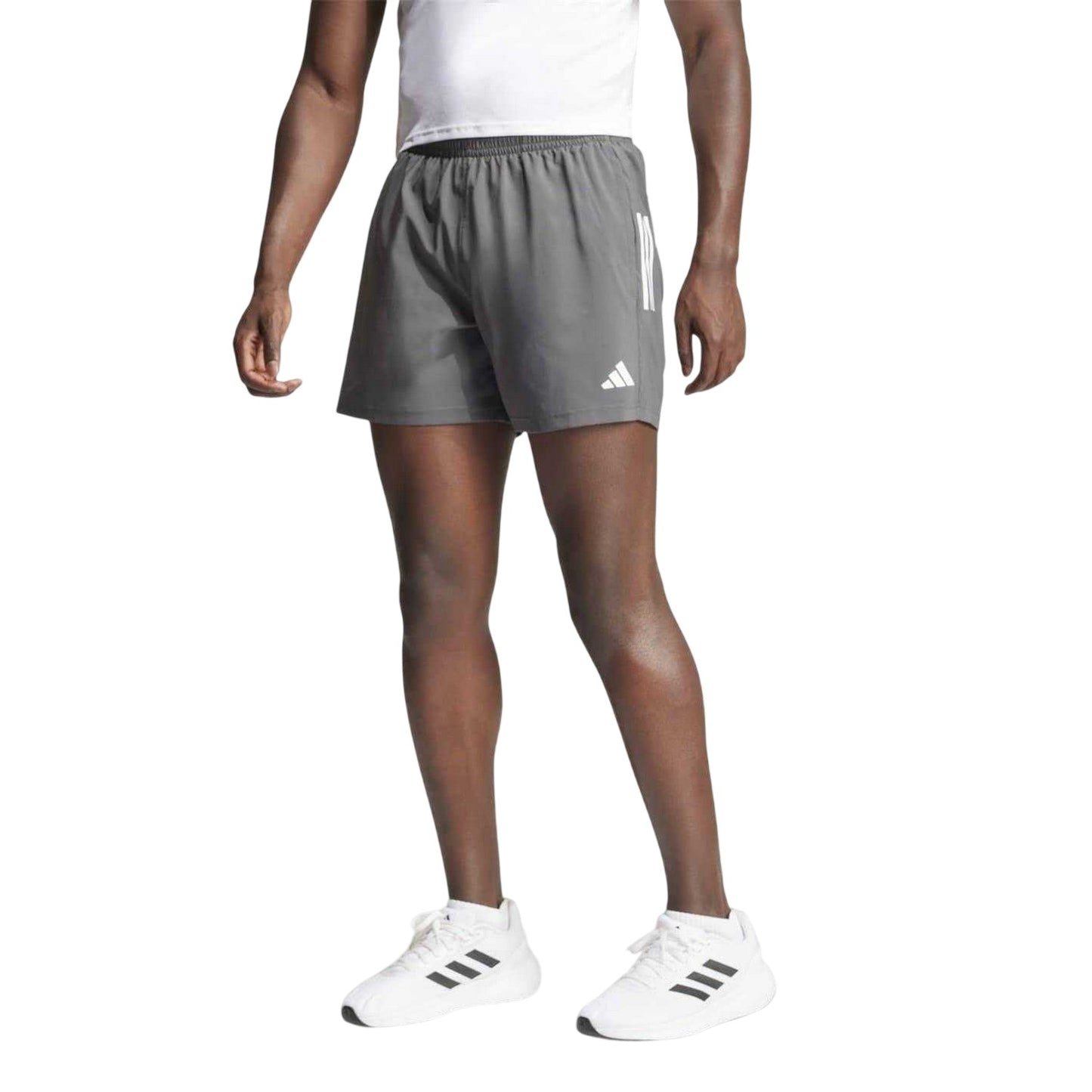 Grey - Side - Adidas Mens Own The Run Logo Running Shorts
