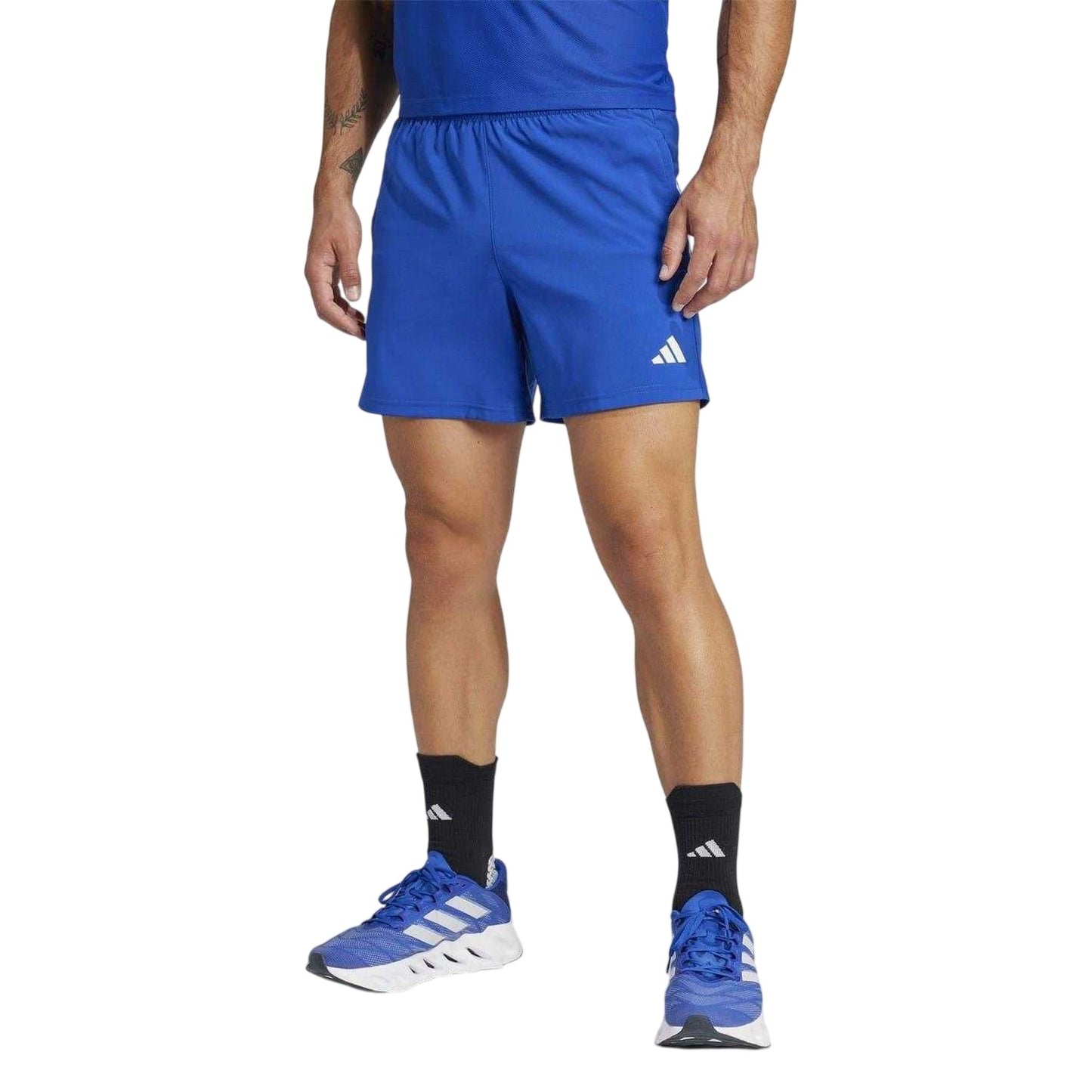 Royal Blue - Side - Adidas Mens Own The Run Logo Running Shorts
