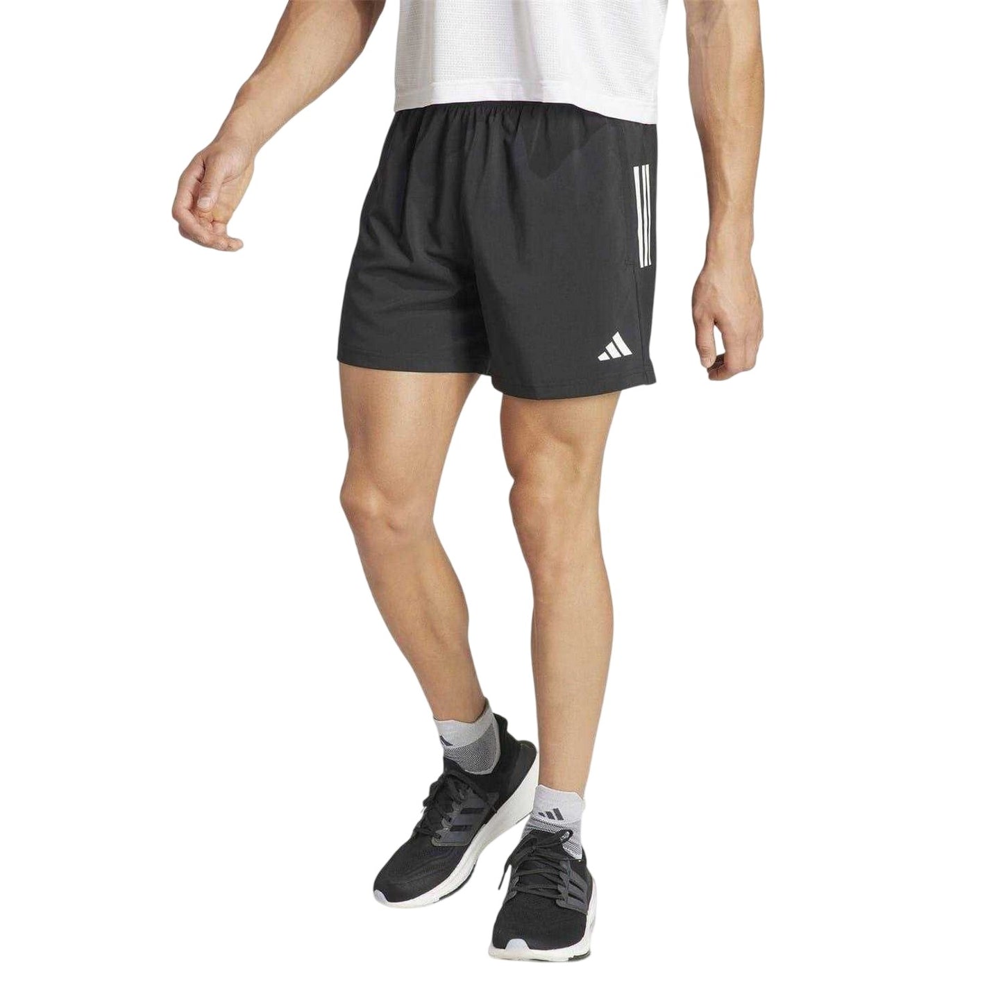 Black - Side - Adidas Mens Own The Run Logo Running Shorts