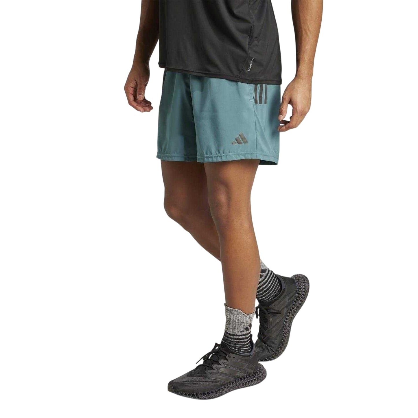 Teal - Side - Adidas Mens Own The Run Logo Running Shorts