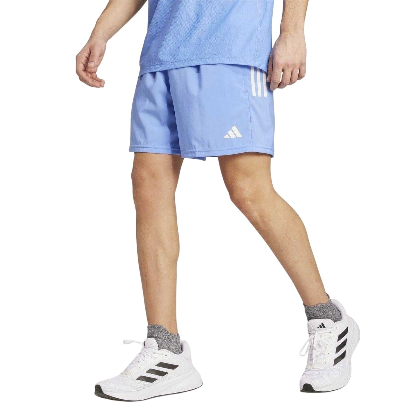 Blue - Side - Adidas Mens Own The Run Logo Running Shorts