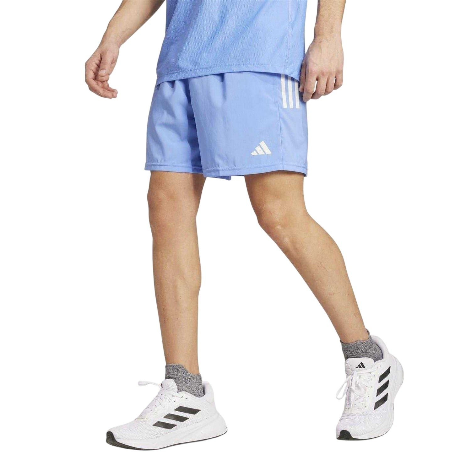 Blue - Side - Adidas Mens Own The Run Logo Running Shorts