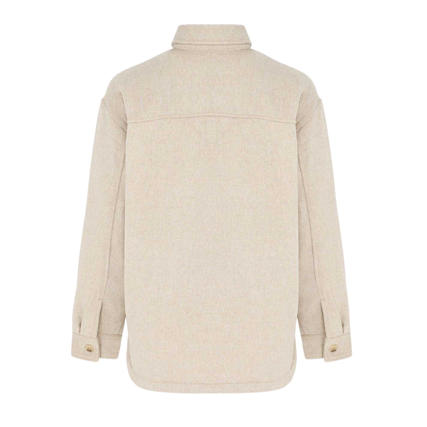 Light Beige - Back - Miso Womens-Ladies Wool Long-Sleeved Shirt