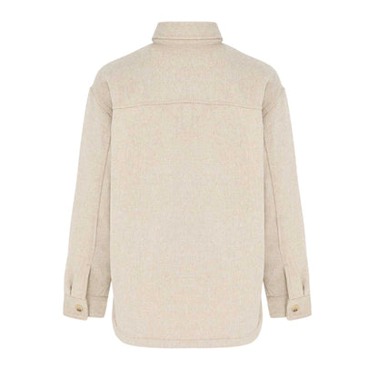 Light Beige - Back - Miso Womens-Ladies Wool Long-Sleeved Shirt