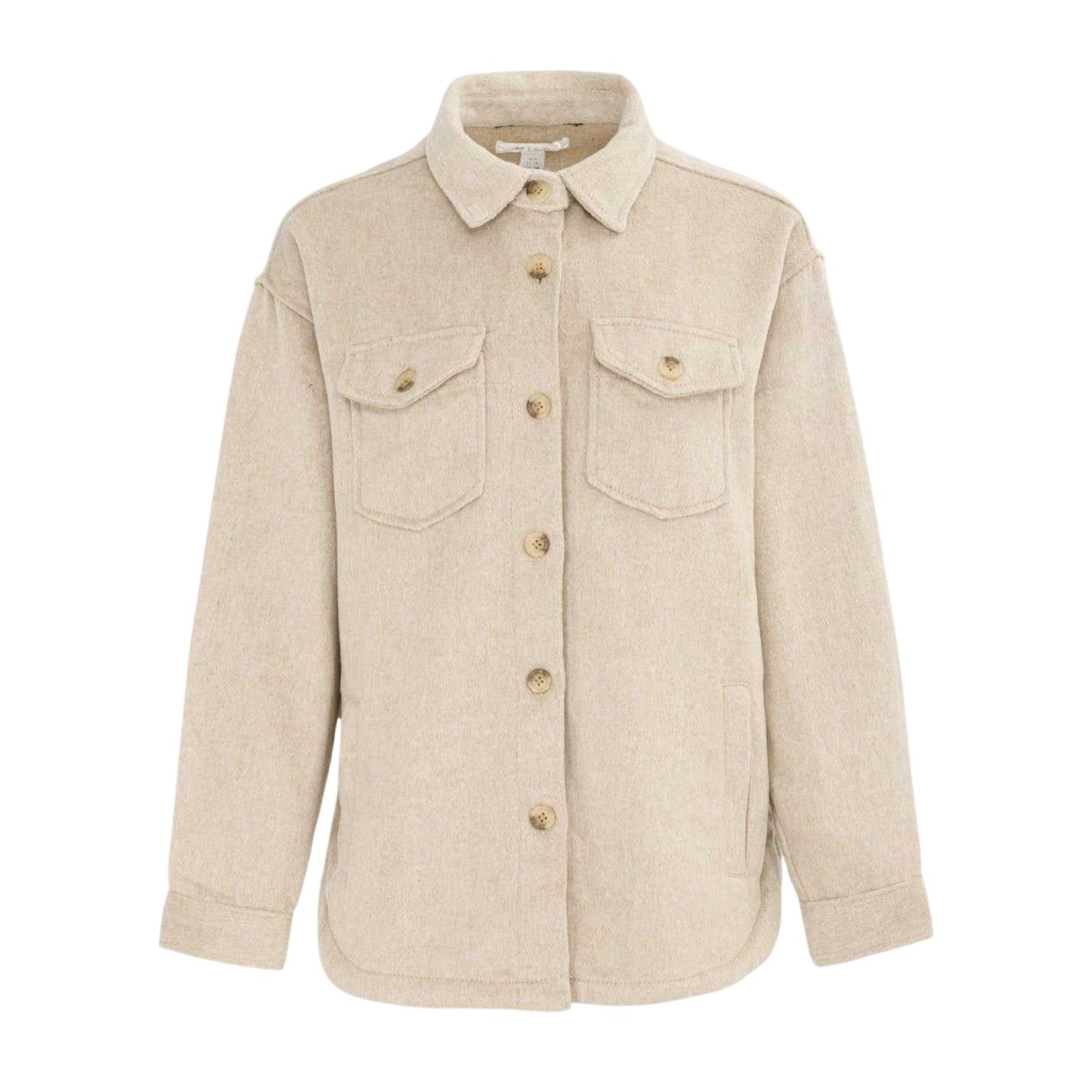 Beige - Front - Miso Womens-Ladies Wool Long-Sleeved Shirt