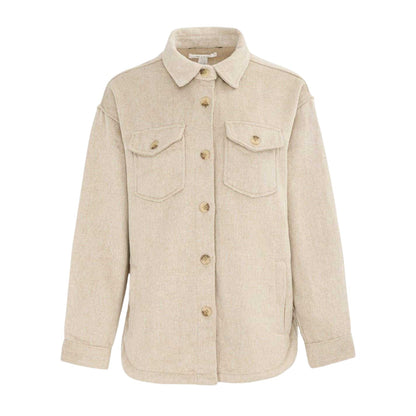 Beige - Front - Miso Womens-Ladies Wool Long-Sleeved Shirt