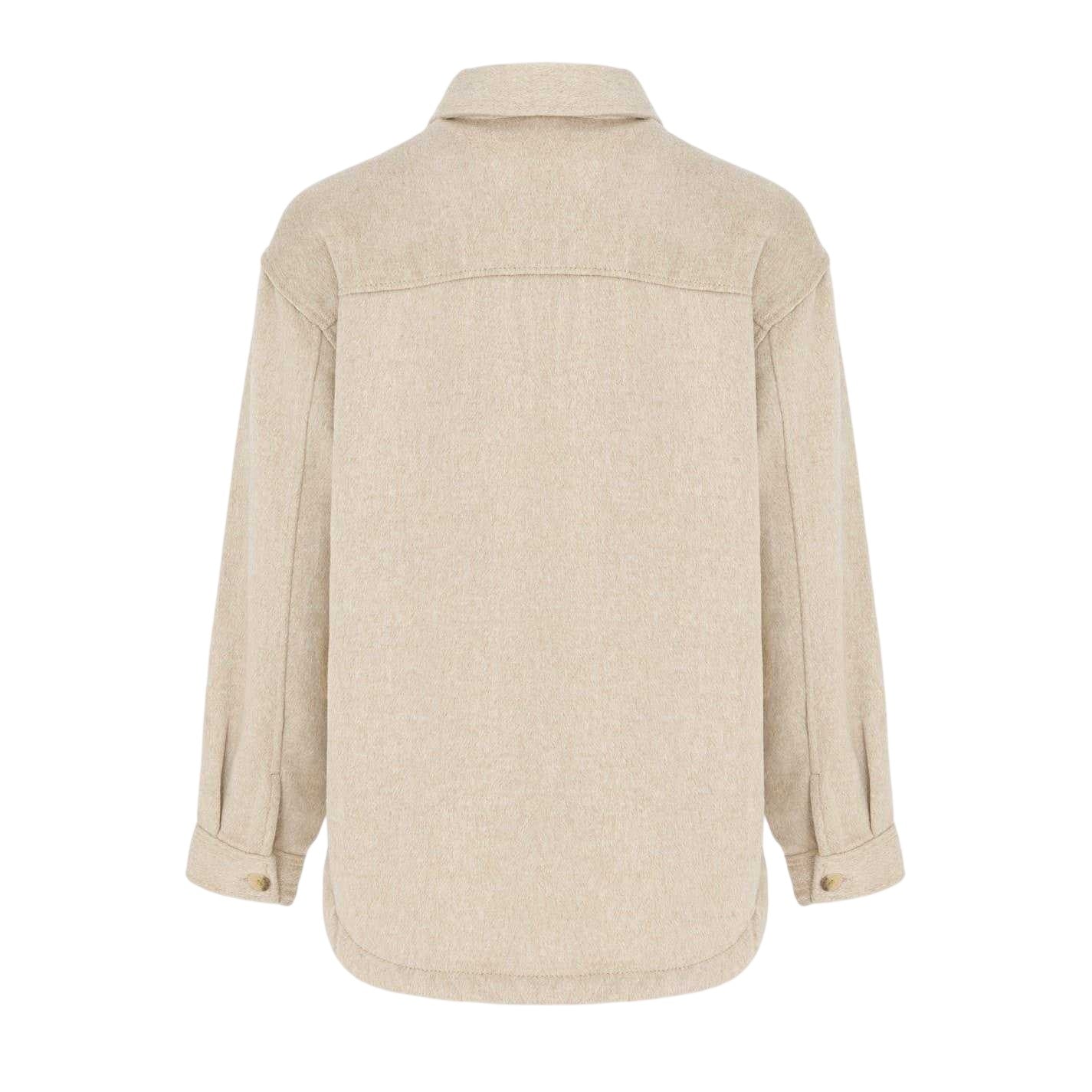 Beige - Back - Miso Womens-Ladies Wool Long-Sleeved Shirt