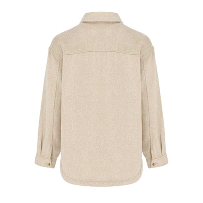 Beige - Back - Miso Womens-Ladies Wool Long-Sleeved Shirt