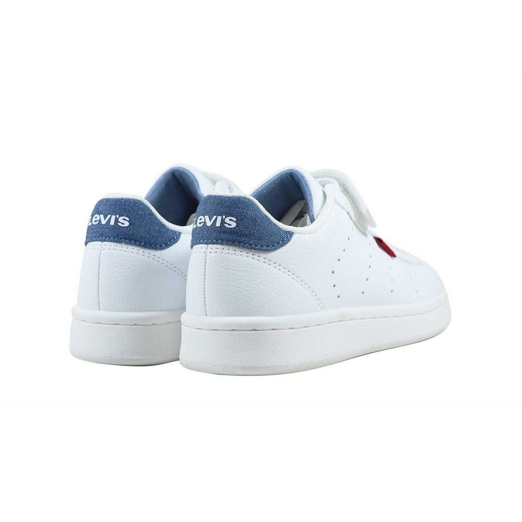 White-Blue - Back - Levis Childrens-Kids Avenue Leather Trainers