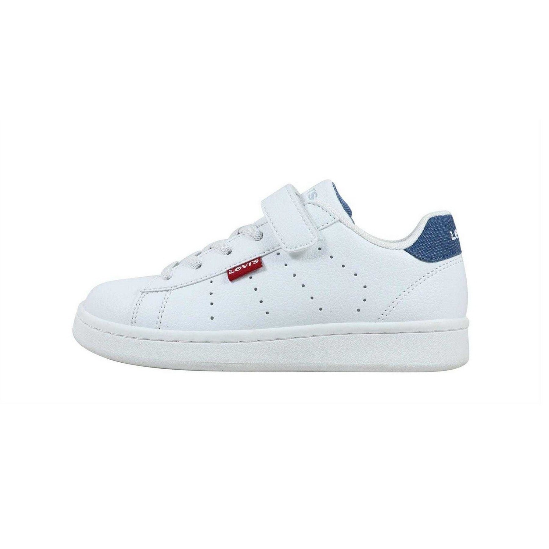 White-Blue - Lifestyle - Levis Childrens-Kids Avenue Leather Trainers