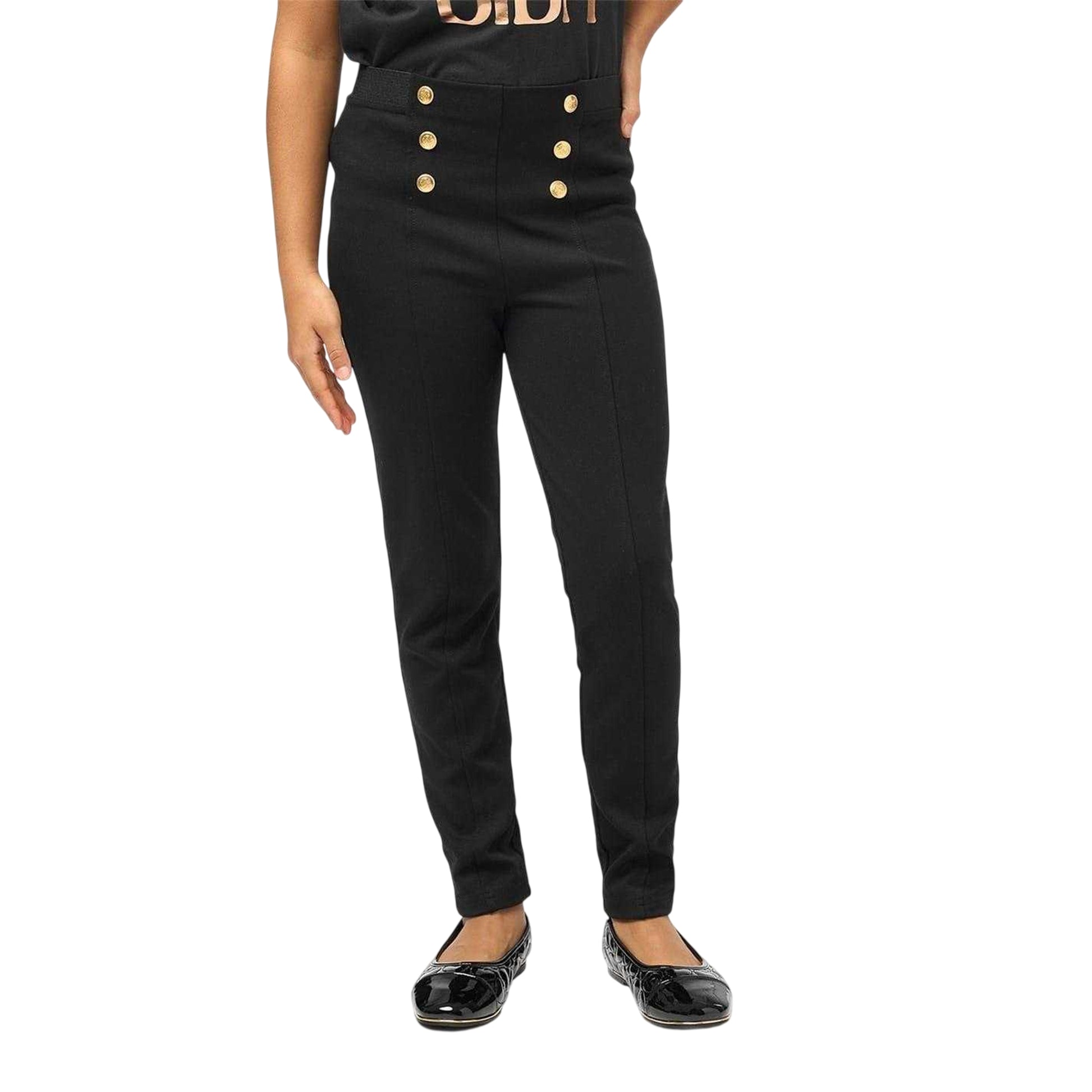 Black - Side - Biba Girls Ponte Leggings