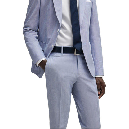 Navy - Side - Boss Mens Genius Slim Trousers