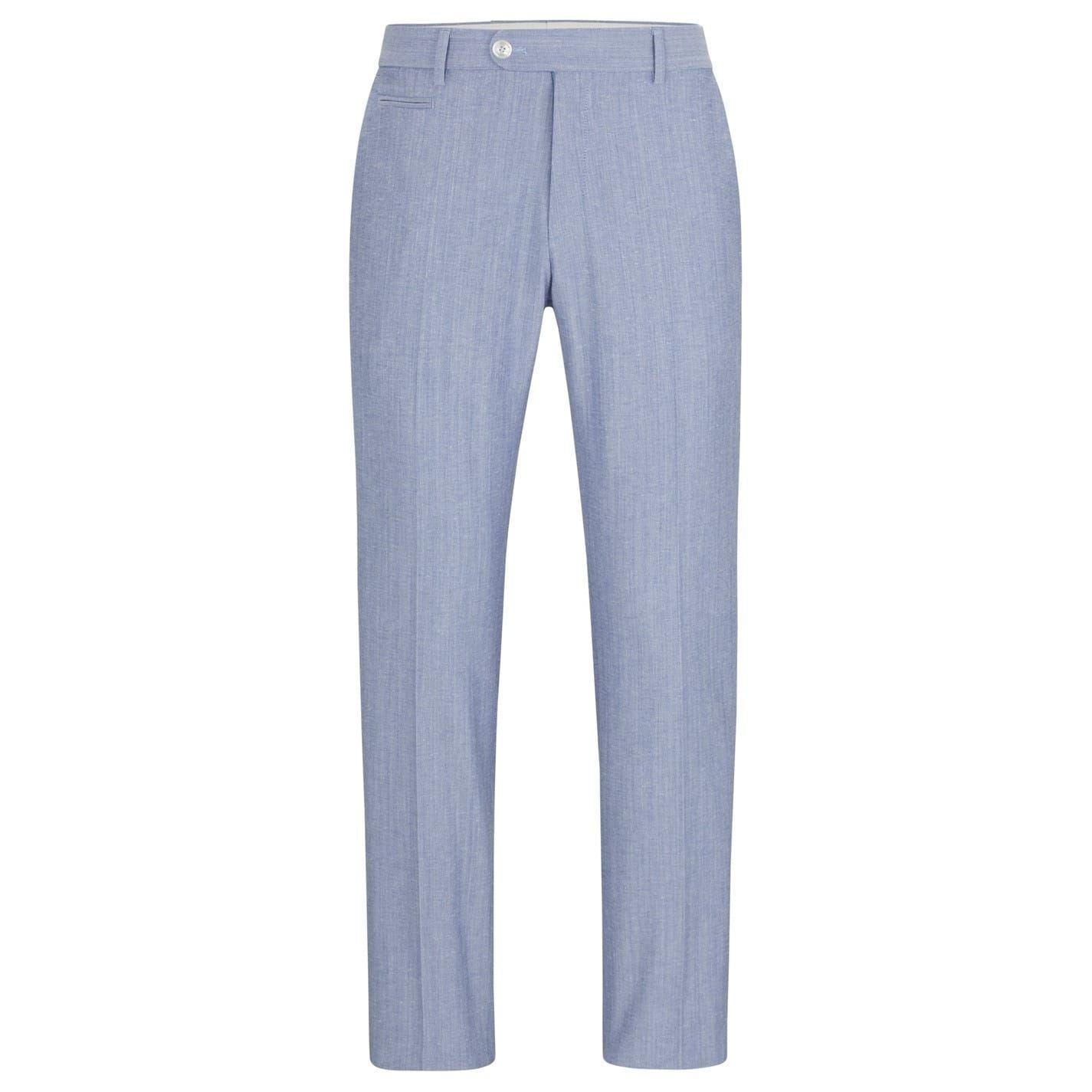 Navy - Front - Boss Mens Genius Slim Trousers