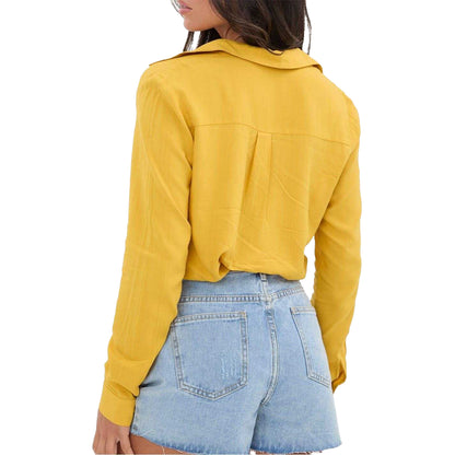 Mustard - Back - I Saw It First Womens-Ladies Rayon Long-Sleeved Shirt