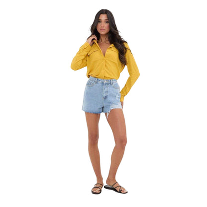 Mustard - Lifestyle - I Saw It First Womens-Ladies Rayon Long-Sleeved Shirt