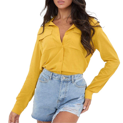 Mustard - Front - I Saw It First Womens-Ladies Rayon Long-Sleeved Shirt