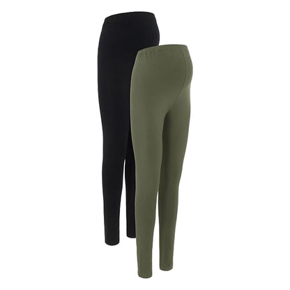 Black-Thyme - Front - Mamalicious Womens-Ladies Leggings (Pack of 2)