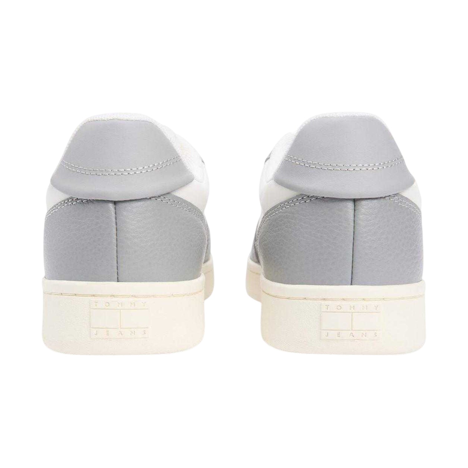 Granite-Ivory - Back - Tommy Jeans Mens Archive 98 Leather Low Cut Trainers