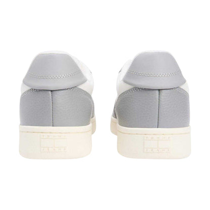 Granite-Ivory - Back - Tommy Jeans Mens Archive 98 Leather Low Cut Trainers