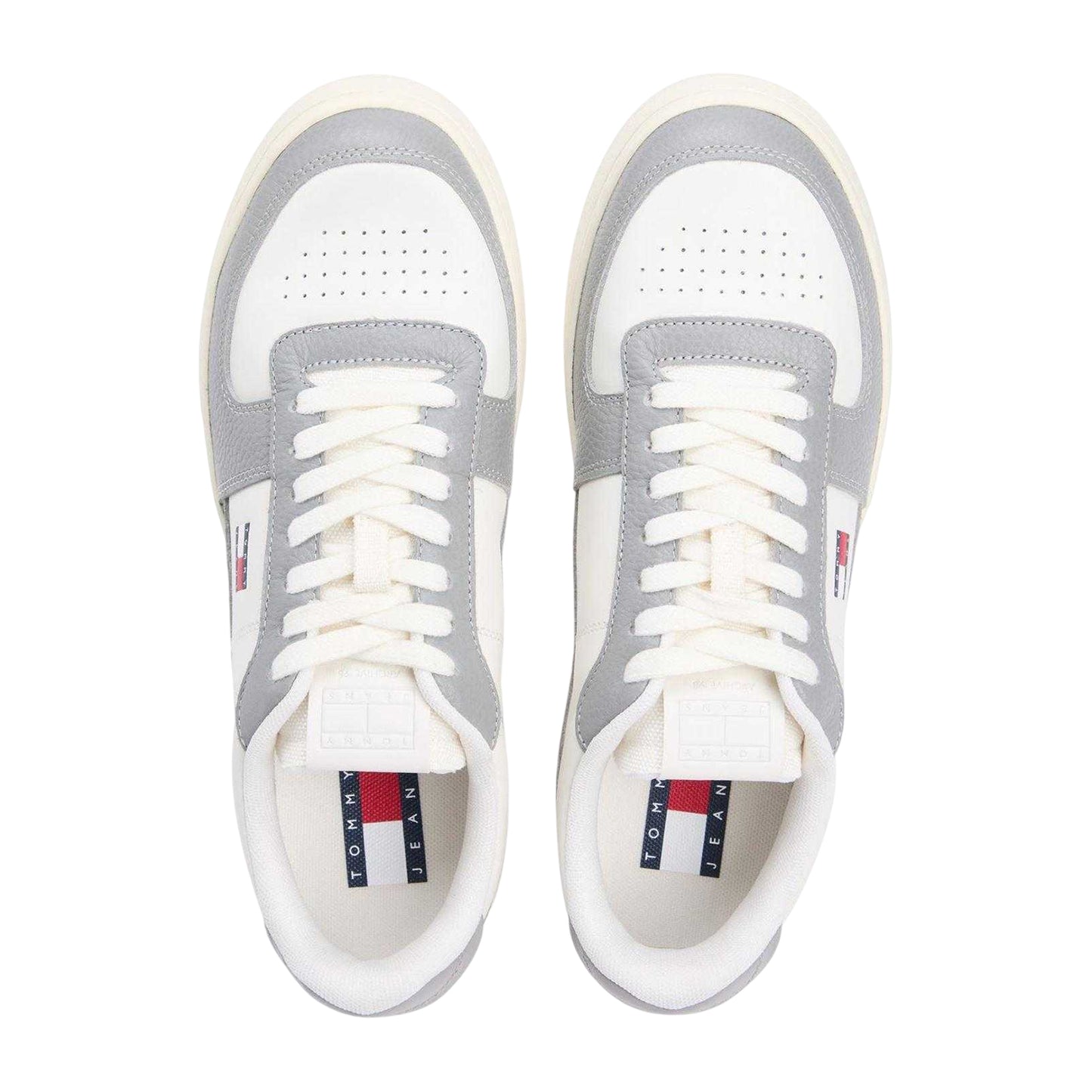 Granite-Ivory - Side - Tommy Jeans Mens Archive 98 Leather Low Cut Trainers